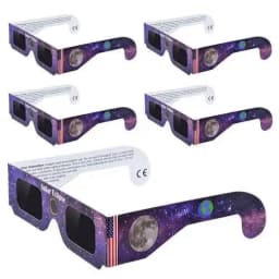 5PCS Premium Eclipse Eyeglasses AAS Approved Solar Glasses CE and ISO Certified HD Filter Film Crisp Image Goggles Paper Eyewear