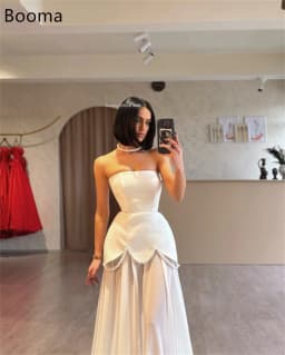 Booma Elegant Wedding Dresses Floor-Lenght Long A-Line Strapless Sleeveless Brides Gown Custom Made 2025