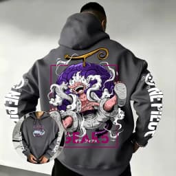 One Piece Gear 5 Luffy Devil Fruit Hoodie 2026 New Japanese Anime Fashion Y2K Casual Sportswear Men's Couple Hooded Sweatshirt