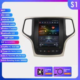 Hizpo For Tesla Style Android 14 For Jeep Grand Cherokee 2014 -2022 Car Multimedia Stereo Player Navigation GPS Autoradio 9.7“