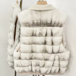OFTBUY Knit Collar Zip Up Two Sides Wear Fur Waist Coat Women Reversible Real Rabbit Fur Vest New Winter Fur Clothing Female