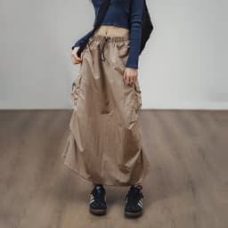 Maden Women Vintage Workwear A-line Skirts Multi-Pocket Tie Draw Pleat Skirt Mid-waist Loose Skirt Spring and Autumn Street Wear