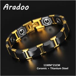 Ceramic Titanium Steel Hematite Magnetic Therapy Bracelet Strap Buckle Adjustable Bracelets With Regulator