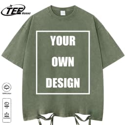 Custom Your Logo Print Summer Cool Snow Wash T-Shirt Cotton Casual Loose Short Sleeve Fashion Retro Tee Soft Couple Streetwear