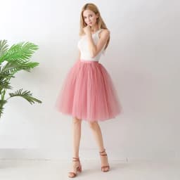 New Pink High-waisted Gauze Puffy Skirts Soft Yarn Fashion Tutu Short Skirt Women Dress