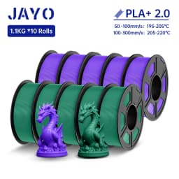 JAYO 3D Filament PLA + 2.0 10 Rolls Upgrade PLA plus 3D Printer Filament Neatly 3D Printing Material For FDM Multicolor