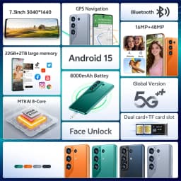 K-Touch New C26 Ultra Android 15 Mobile Phones 7.3 HD Cell Phone 22GB+2TB Smartphone 8000mAh Octa Core 5G Dual SIM 16+48MP Camera Cellphones