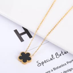 Double Sided Hot Selling 15mm Plant Five Leaf Flower Plum Blossom Pendant Necklace For Women's Stainless Steel Clover