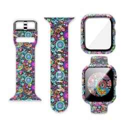Glass+Cover+Strap for Apple Watch Case 44mm 40mm 41mm 45mm 42mm 38mm sport Silicone bracelet iwatch series 9 8 7 6 5 4 3 SE Band