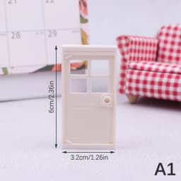 1/12 Scale Dollhouse Miniature 6 Panel Interior Wooden Door Frame DIY Plain Embryo Material Furniture Doll House Accessories