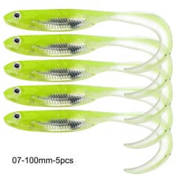 5pcs/6pcs Silicone Soft Lures 80mm 100mm Artificial Fishing Soft Lures Grub Tail Shad Swimbait Rubber Fishing Baits For Bass