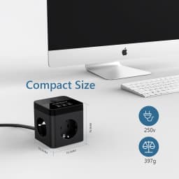 ANRMESUN Cube Extension Socket with Switch Power Strip with 1.5M Copper Cable 3 AC Outlets 3 USB Ports Home Office Power Adapter