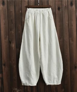 Johnature Autumn Solid Color Pockets Loose Pants 2025 New Women Vintage Elastic Waist Cotton Linen Wide Leg Full Length Pants