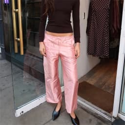 Women Shiny Satin Drawstring Waist Cargo Pants Loose Straight Leg Multi Pockets Solid Casual Ankle Length Streetwear Trousers