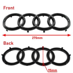Glossy Black 192mm 275mm Car Styling Hood Front Bonnet Grill Rear Trunk S4 Badge Emblem Stickers For Audi S4 2010-2019 Accessory