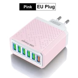 6-in-1 Multi Port Charging Head 5v3a Fast Charging Head Qc3.0 Quick Charging For Samsung S23 Xiaomi Eu/kr/us/uk Adapter Plug