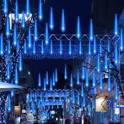 Solar Meteor Shower Lights 30CM8Tubes-50CM8Tubes Warm White Blue Colorful LED String IP54 Waterproof 8 Modes Garden Christmas