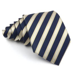 Men's Polyester 8cm Ties Vintage Navy Blue Striped Paisley Pattern Jacquard Weave Necktie Business Wedding Party Accessory Gift