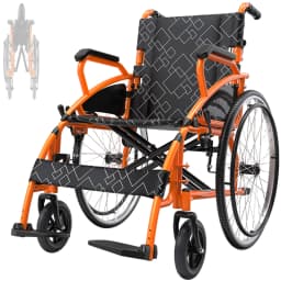Transport Wheelchair, Portable and Folding, with Adjustable Folding Armrests