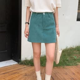 Women's High-Waist A-Line Short Skirt Spring Autumn Retro Brown Corduroy Skirts Woman Solid Color Straight Leg Pencil Skirt Mini