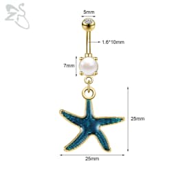 ZS 1 PC Cute Shell Pendant Belly Button Ring Moonstone Drop Belly Rings 14G Stainless Steel Summer Flower Navel Piercing Jewelry