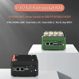 12th Gen Intel NAS Mini PC 3 N355 N305 N150 N100 4xM.2 NVMe Board 2xi226-V 2.5G DDR5 2xUSB3.2 HD Firewall PC Mini Computer Host