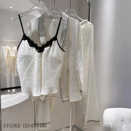 Elegant French Pajamas 3PCS Set Exquisite Jacquard Long Sleeve Cardigan Cami Trouser Suits Spring Summer Nightwear Homewear