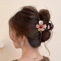 Autumn/winter Wool-blend Color-block Double Bow Hair Clip Large Shark Clip For The Back Of The Head New Stylish Hair Accessory