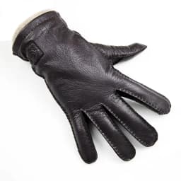 Deer Skin Gloves Men's Touch Screen Dark Brown Genuine Leather Retro Style Autumn and Winter Warm Motorcycle Riding Gloves