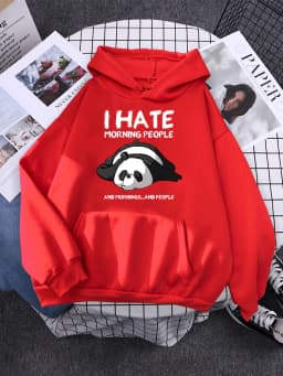 Cute Panda Sleeps Print New Women'S Sweatshirt Warm Vintage Pullover For Woman Fashion Korean Round Neck Hoodie Female