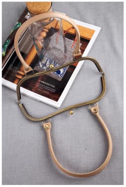 KISSDIY 2PCS PU Leather Handle Carved M Shape 27 CM Big Size Women Clutch Bag Metal Clasp Female Purse Frame