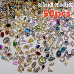 50PCS Mixed Random Metal Snake Butterfly DIY Nail Rhinestone Luxury Japan Various Size Gems Jewelry Decor Manicure Accessories *