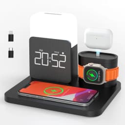 7-in-1 MagSafe Alarm Clock Charger-Wireless Station for iPhone 12-16/Samsung/Xiaomi/Huawei/Apple Watch/AirPods with Night Light