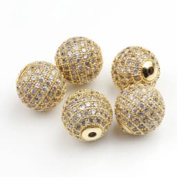 3pcs Micro Pave Zirconia Beads Round Geometry Metal Cubic Zircon Beads for DIY Bracelet Necklace Design Jewelry Crafts Making