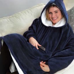 Wearable Lazy Blanket Hooded Face Jacket Thickened TV B Long Sleeve Mid-Length Cotton Padded Coat Pure Color Winter Women's Wear