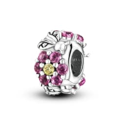 Silver Plated Purple Charms Flower Butterfly Dangle Charm Beads Fit Original Bracelet Diy Pendants