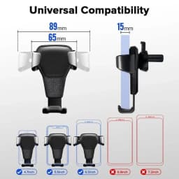 Heavy Duty Gravity Car Phone Mount Air Vent Clip Universal Shockproof Anti Shake Mobile Phone Holder One Hand Quick Pick Place Strong Grip Cradle Stand For Samsung Android Smartphone 360 Rotation Adjustable Easy Installation Secure Fit Car Vent Mount