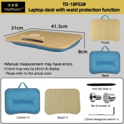 Mumucc's Laptop Desk With Lumbar Support & Accessories, Including A Detachable Tabletop, A Cushion Filled With Foam Particles