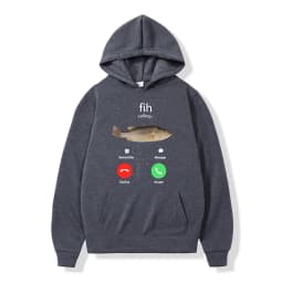 Fih Calling Remind Me Message Decline Accept Phone Call Fish Hoodies Funny Fishman Outfit Sweatshirt Men Women Fleece Pullovers