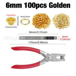 4mm/6mm/12mm Eyelet Grommet Install Plier With 100 Sets Eyelet Metal Hole Ring For DIY Leatherthercraft Bags Belts Shoes Clothes