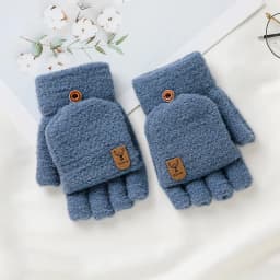 Men's Winter Gloves Flip Warm Writing Mittens Student Half Finger Flip Thermal Jacquard Knit Male Soft Elastic Business Gloves