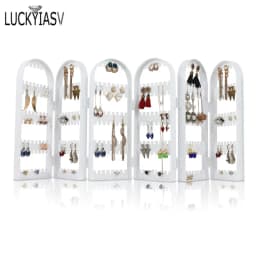 60 to 360 holes Plastic Earrings Studs Display Rack Folding Screen Earring Jewelry Display Stand Holder Storage For Stud