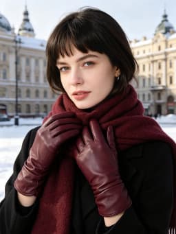 Simple Women's Gloves Winter Warm Plus Velvet Short Thin Touch Screen Gloves Driving Color Women's Leather Gloves High Quality