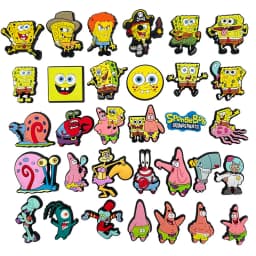 14-100pcs SpongeBob SquarePants Shoe Charms For Slides Sandals, PVC Shoe Decorations Accessories For Christmas Gift Party Favor