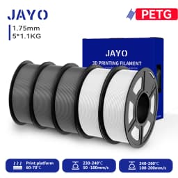 JAYO 3D PETG/PLA/PLA+ Filament 1.75mm +/-0.02mm PLA Filament 5 Rolls For Bambu FDM 3D Printer Neatly Wound 3D Printing Material