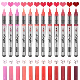 Acrylic Paint Markers ,12 pcs Brush Tip Acrylic Paint Pens Set with 9 Professional Color Series for DIY & Art Supplies