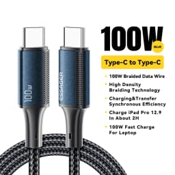 Essager 100W USB C To USB Type C Cable 5A PD Fast Charging Cord USB Type C Cable For iPhone 15 iPad MacBook Xiaomi Samsung Huawe