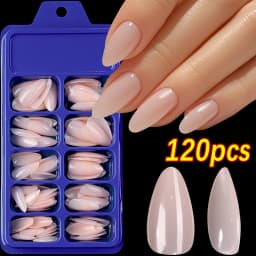 100pcs Black Almond Fake Nail Mid-length Solid Color Artificial Nail Removable Press On Nails Tip Almond Nail Art False Nail