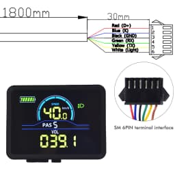 UART2 P5C Electric Bike Colorful LCD Display Meter 24V-60V SM/Waterproof Connection Plug Ebike intelligent Display With USB