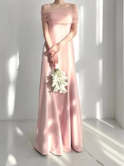 Elegant Pink Satin Strapless Evening Dress for Wedding Birthday Anniversaries And Parties Korean Style Slim Fit Long Gown